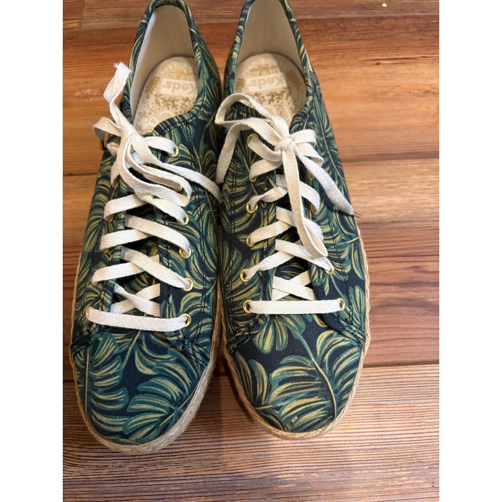 Keds x Rifle Paper Co Triple Decker Espadrille Monstera Leaf Sneakers WF58366M 8